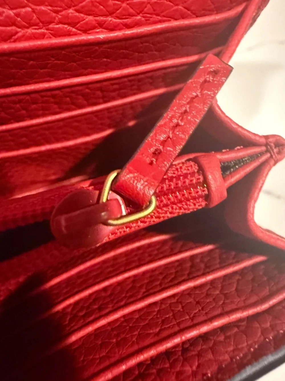 Marmont Continental Flap Wallet Red Pebbled Leather